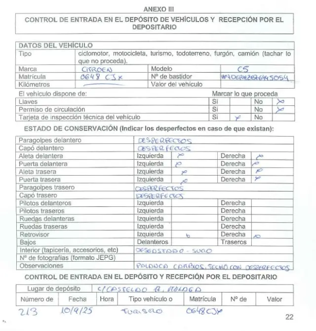 Subasta de turismos Citroen C5 2.0 el 20 de abril de 2026