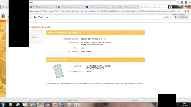 Subasta de solar en Aznalcazar el 20 de abril de 2026