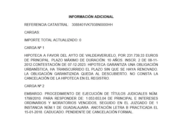 Subasta de solar en Valdeaveruelo el 13 de abril de 2026