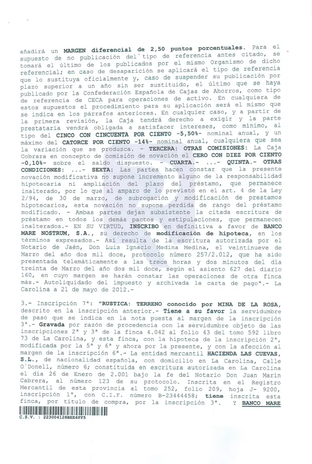 Subasta de finca rústica en La Carolina el 25 de marzo de 2026