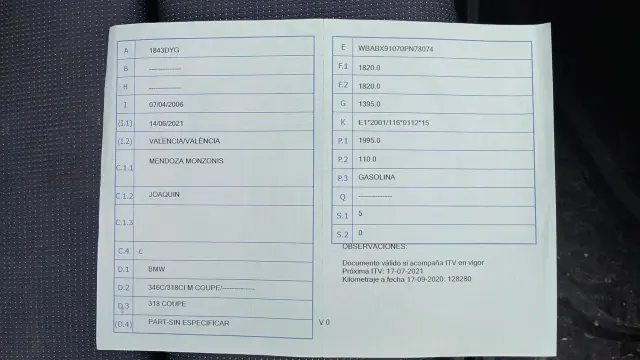 Subasta de turismos Bmw 318 el 20 de abril de 2026