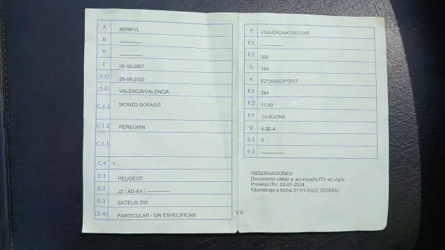 Subasta de otros Peugeot Satelis 250 el 23 de marzo de 2026